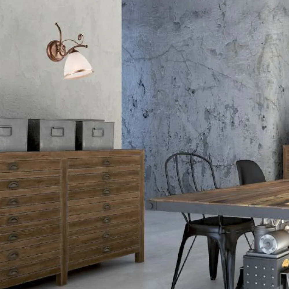 Lamkur Wandleuchte Schirm Shabby Braun antik Metall* Wandleuchten|Küchenlampen