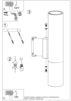 Discount Sollux Wandleuchte Schwarz Chrom Up Down H: 29 cm Metall