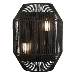 Searchlight Wandleuchte Schwarz 2-flammig E27 Seil Schirm H: 30,5 cm* Wandleuchten|Flurlampen