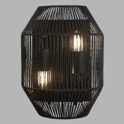 Searchlight Wandleuchte Schwarz 2-flammig E27 Seil Schirm H: 30,5 cm* Wandleuchten|Flurlampen