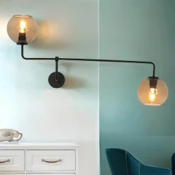 Nowodvorski Wandleuchte Schwarz Glas Monaco* Wandleuchten|Vintage Lampen