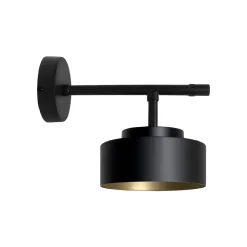 Giovanni Battista Wandleuchte Schwarz Gold H: 17 cm Messing Eisen E27* Wandleuchten|Badezimmer Lampe