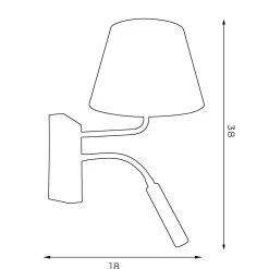Luminex Wandleuchte Schwarz Gold Stoff konisch Lesearm E27 G9* Wohnzimmerlampen|Metall Lampen