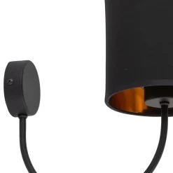TK Lighting Wandleuchte Schwarz Gold E27 Stoff Metall elegant* Wandleuchten|Schlafzimmer Lampen