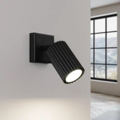 Sollux Wandleuchte Schwarz GU10 Modern B: 8 cm klein schwenkbar* Wohnzimmerlampen|Metall Lampen