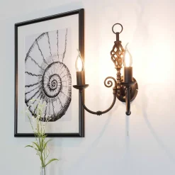 Clearance Searchlight Wandleuchte schwarz Jugendstil 2-flmg.