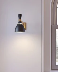 New Elstead Wandleuchte Schwarz Messing E27 Metall Retro Design