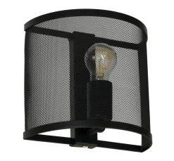 Luminex Wandleuchte Schwarz Metall Mesh Schirm Modern E27* Wandleuchten|Flurlampen