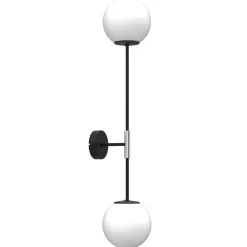 Discount Luminex Wandleuchte Schwarz Weiß Chrom E27 H:80 cm 2-flammig