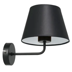 Luminex Wandleuchte Schwarz Weiß Stoff Metall H:23 cm konisch* Wandleuchten|Schlafzimmer Lampen