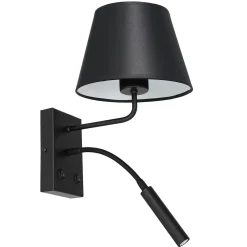 Luminex Wandleuchte Schwarz Weiß Stoff Lesearm E27 G9 konisch* Wandleuchten|Schlafzimmer Lampen