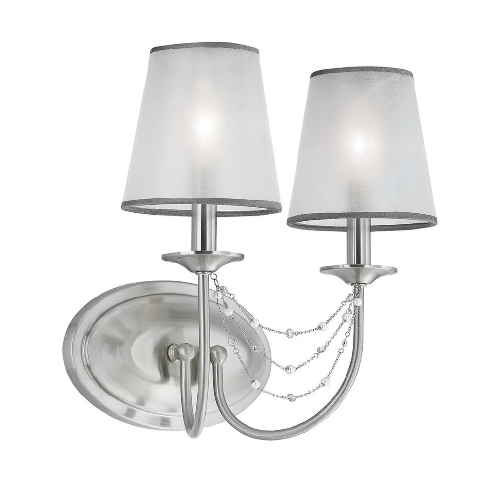 Discount Elstead Wandleuchte Stoffschirm Metall 2x E14 Schlafzimmer Flur