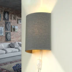 Discount Nowodvorski Wandleuchte Up Down Grau E27 indirekt Stoffschirm