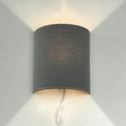 Discount Nowodvorski Wandleuchte Up Down Grau E27 indirekt Stoffschirm