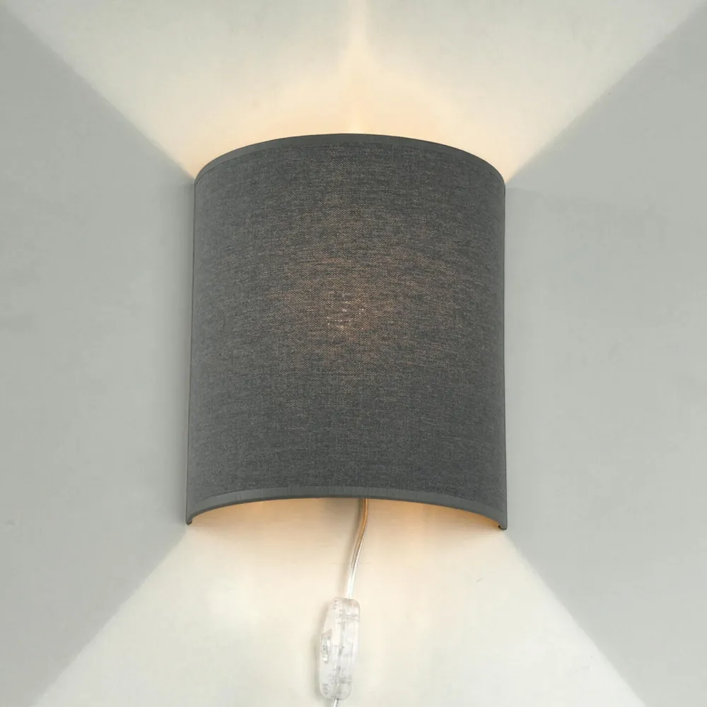 Discount Nowodvorski Wandleuchte Up Down Grau E27 indirekt Stoffschirm