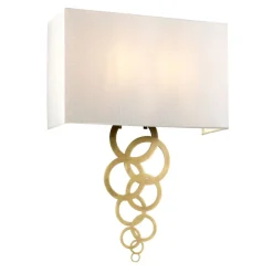 New Elstead Wandleuchte Up Down in Creme Messing antik Stoff Metall