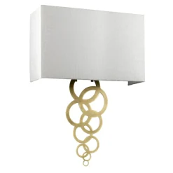 New Elstead Wandleuchte Up Down in Creme Messing antik Stoff Metall