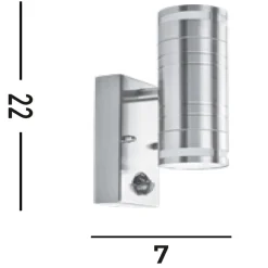 Discount Searchlight Wandleuchte Up Down IP44 Außen Bewegungsmelder Stahl