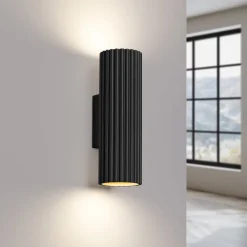 Outlet Sollux Wandleuchte Up Down klein H: 20 cm Schwarz 2x GU10 Aluminium