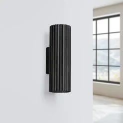 Outlet Sollux Wandleuchte Up Down klein H: 20 cm Schwarz 2x GU10 Aluminium