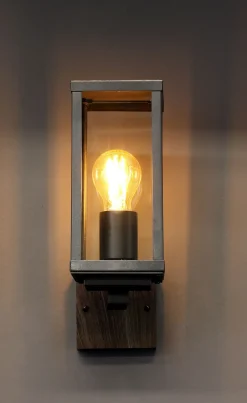 Eco-Light Wandleuchte Vintage Schwarz Holz H:32 cm IP44 E27* Metall Lampen|Vintage Lampen