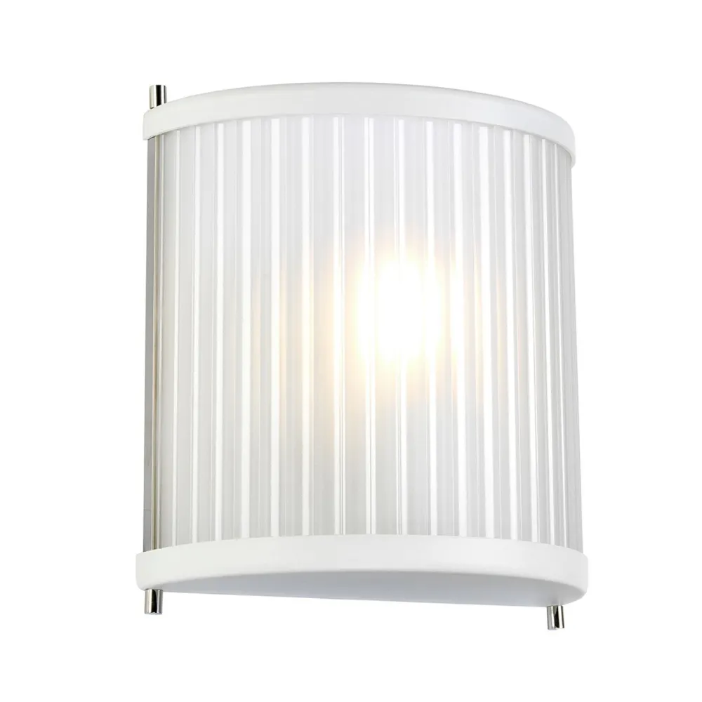 Elstead Wandleuchte Weiß Glas Metall Jugendstil E27 CARILA* Wohnzimmerlampen|Glaslampen