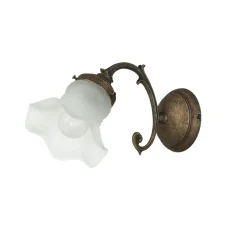 Giovanni Battista Wandleuchte Weiß Glasschirm Vintage Ricciolo* Metall Lampen|Messinglampen