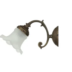 Giovanni Battista Wandleuchte Weiß Glasschirm Vintage Ricciolo* Metall Lampen|Messinglampen