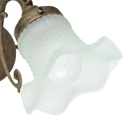 Giovanni Battista Wandleuchte Weiß Glasschirm Vintage Ricciolo* Metall Lampen|Messinglampen