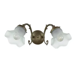 Giovanni Battista Wandleuchte Weiß Glasschirm Echt-Messing Ricciolo* Wandleuchten|Küchenlampen