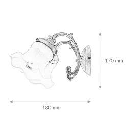Giovanni Battista Wandleuchte Weiß Glasschirm Echt-Messing Ricciolo* Wandleuchten|Küchenlampen