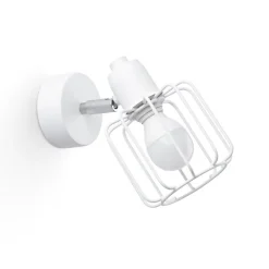 Discount Sollux Wandleuchte Weiß Metall Draht Käfig Retro schwenkbar