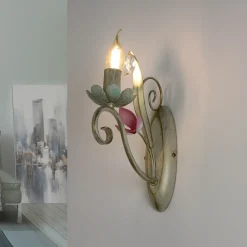 Hot Luminex Wandleuchte Weiß Shabby Floral