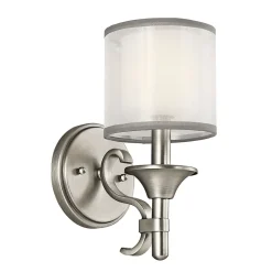 Elstead Wandleuchte Weiß Zinn antik Glas Leinen Metall Modern* Wandleuchten|Glaslampen