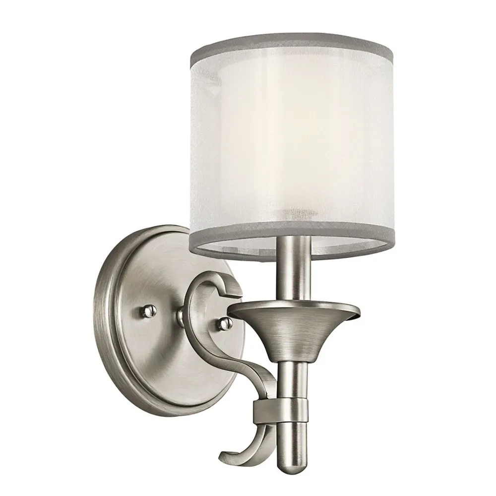 Elstead Wandleuchte Weiß Zinn antik Glas Leinen Metall Modern* Wandleuchten|Glaslampen