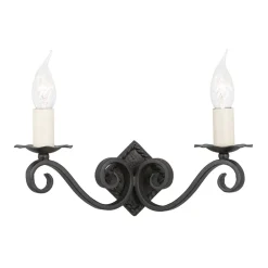 Online Elstead Wandleuchter CAMELOT 5 Schwarz Schmiedeeisen 2xE14