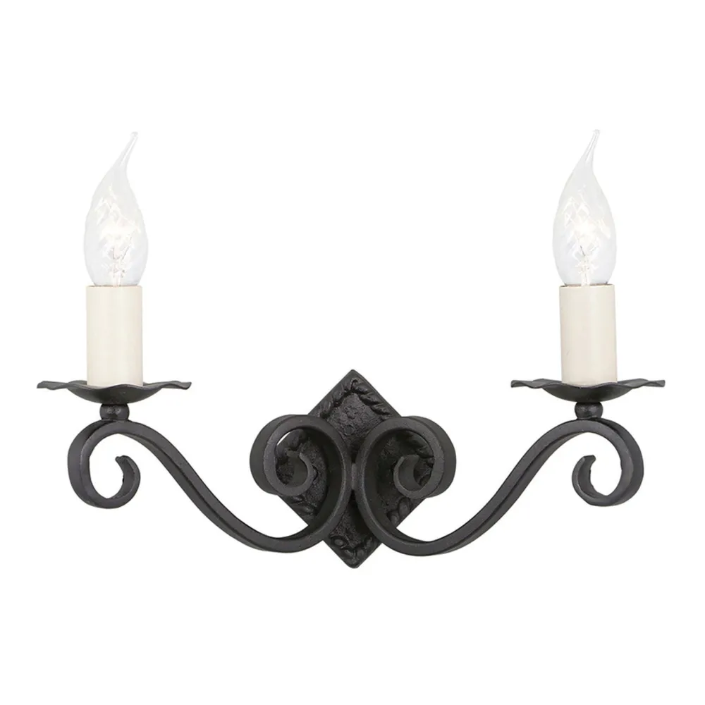 Online Elstead Wandleuchter CAMELOT 5 Schwarz Schmiedeeisen 2xE14