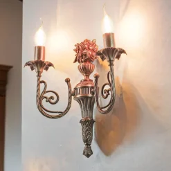 Giovanni Battista Wandleuchter 2-flmg Weiß aus Echt-Messing* Metall Lampen|Messinglampen