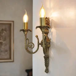 Giovanni Battista Wandleuchter 2-flmg Weiß aus Echt-Messing* Metall Lampen|Messinglampen