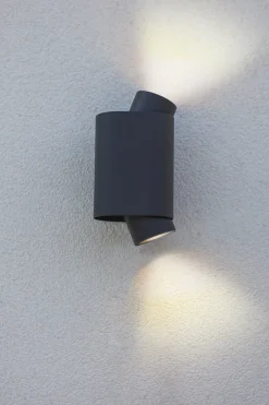 Eco-Light Wandspot Anthrazit Up Down H:20 cm IP44 GU10 flexibel* Metall Lampen|Moderne Außenleuchten