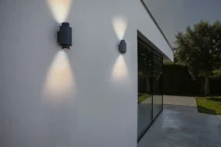 Eco-Light Wandspot Anthrazit Up Down H:20 cm IP44 GU10 flexibel* Metall Lampen|Moderne Außenleuchten