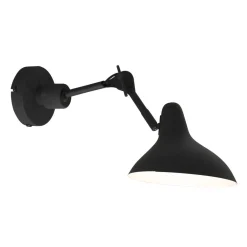 Best Steinhauer Wandspot beweglich Metall Schwarz T:50 cm E27 Retro