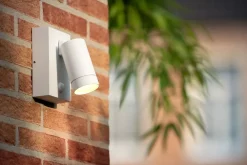 Wandspot Bewegungsmelder flexibel Weiß GU10 H:15 cm* Außenleuchten Mit Bewegungsmelder|Metall Lampen