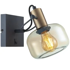 Steinhauer Wandspot blendarm in Schwarz Bernstein E27 H:16 cm