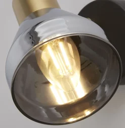 Searchlight Wandspot E14 Glasschirm in Schwarz Rauchgrau Messing* Wandleuchten|Flurlampen