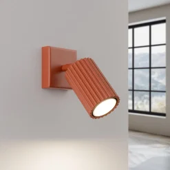 Sollux Wandspot GU10 B: 8 cm klein Rot schwenkbar Modern Aluminium* Flurlampen|Wohnzimmerlampen