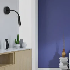 Luminex Wandspot Metall G9 akzentuiert T:35 cm Flexarm Schwarz* Wandleuchten|Schlafzimmer Lampen