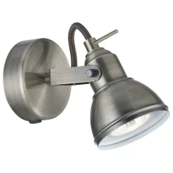 Searchlight Wandspot Metall verstellbar GU10 bis 50 W in Silber* Bürolampen|Wohnzimmerlampen
