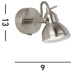 Searchlight Wandspot Metall verstellbar GU10 bis 50 W in Silber* Bürolampen|Wohnzimmerlampen