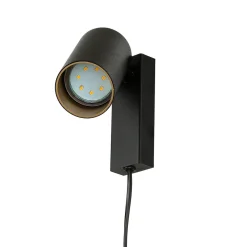 Sale Nowodvorski Wandspot mit Schalter Kabel Schwarz Gold GU10